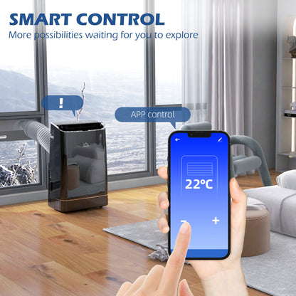 HOMCOM 14000 BTU Mobile Air Conditioner, 35m2, Smart Home WiFi, with Dehumidifier, Fan, 24H Timer, Window Kit, Black