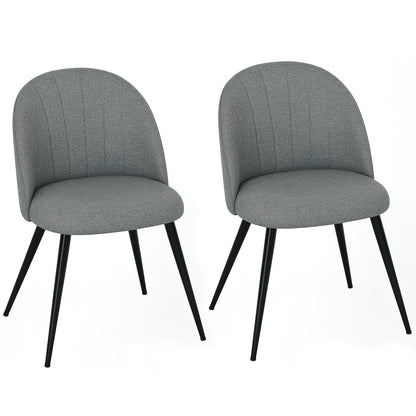 HOMCOM Dining Chairs Set of 2, Modern Upholstered Kitchen Chairs with Metal Legs, Shell Backrest and Padded Seat for Dining Room, Bedroom, Living Room, Vanity, Grey