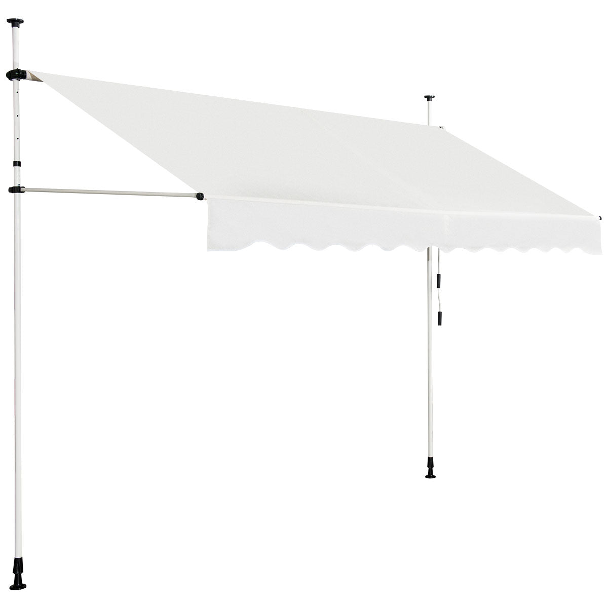 UV-Resistant Waterproof Deck Awning with Manual Crank Handle-Beige