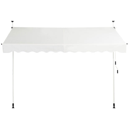 UV-Resistant Waterproof Deck Awning with Manual Crank Handle-Beige