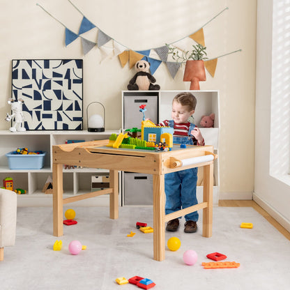 Wooden Children Activity Table with Reversible Tabletop-Natural