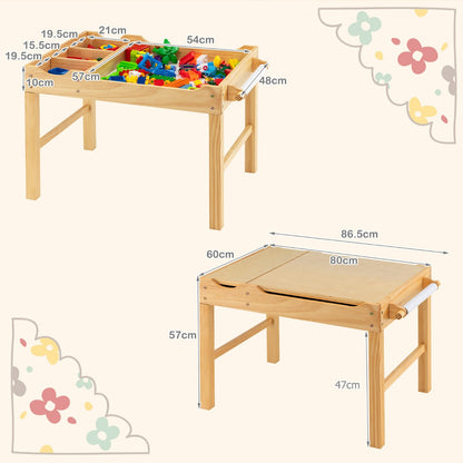 Wooden Children Activity Table with Reversible Tabletop-Natural