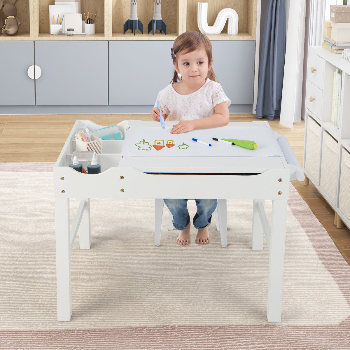 Wooden Children Activity Table with Reversible Tabletop-White