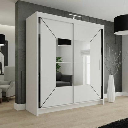 Nicole Mirrored Sliding Wardrobe - White