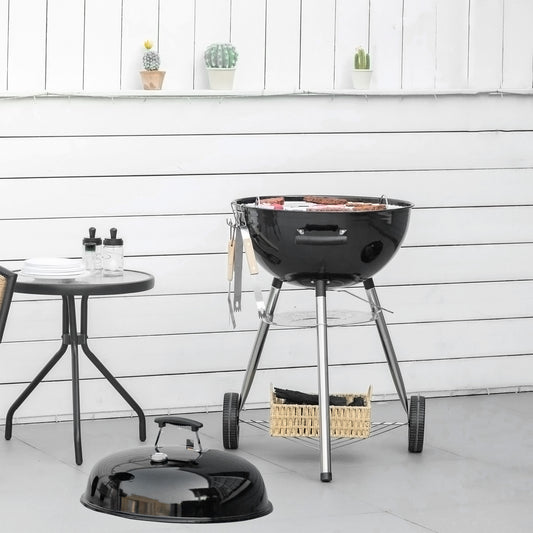 Outsunny przenośny grill węglowy typu kociołek – czarny