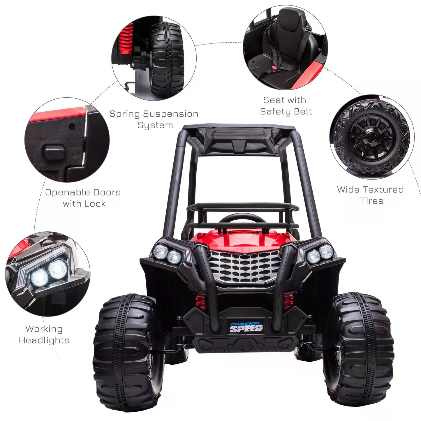 HOMCOM 12V Kids Electric Ride On Car Off-road UTV Toy Remote Control for 3-8 Yrs