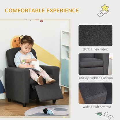 HOMCOM 2 w 1 Sofa Fotel Dziecięcy z Podnóżkiem do Dziecięcego Pokoju, Sypialni, Salonu, 55 x 50 x 67 cm, Szary