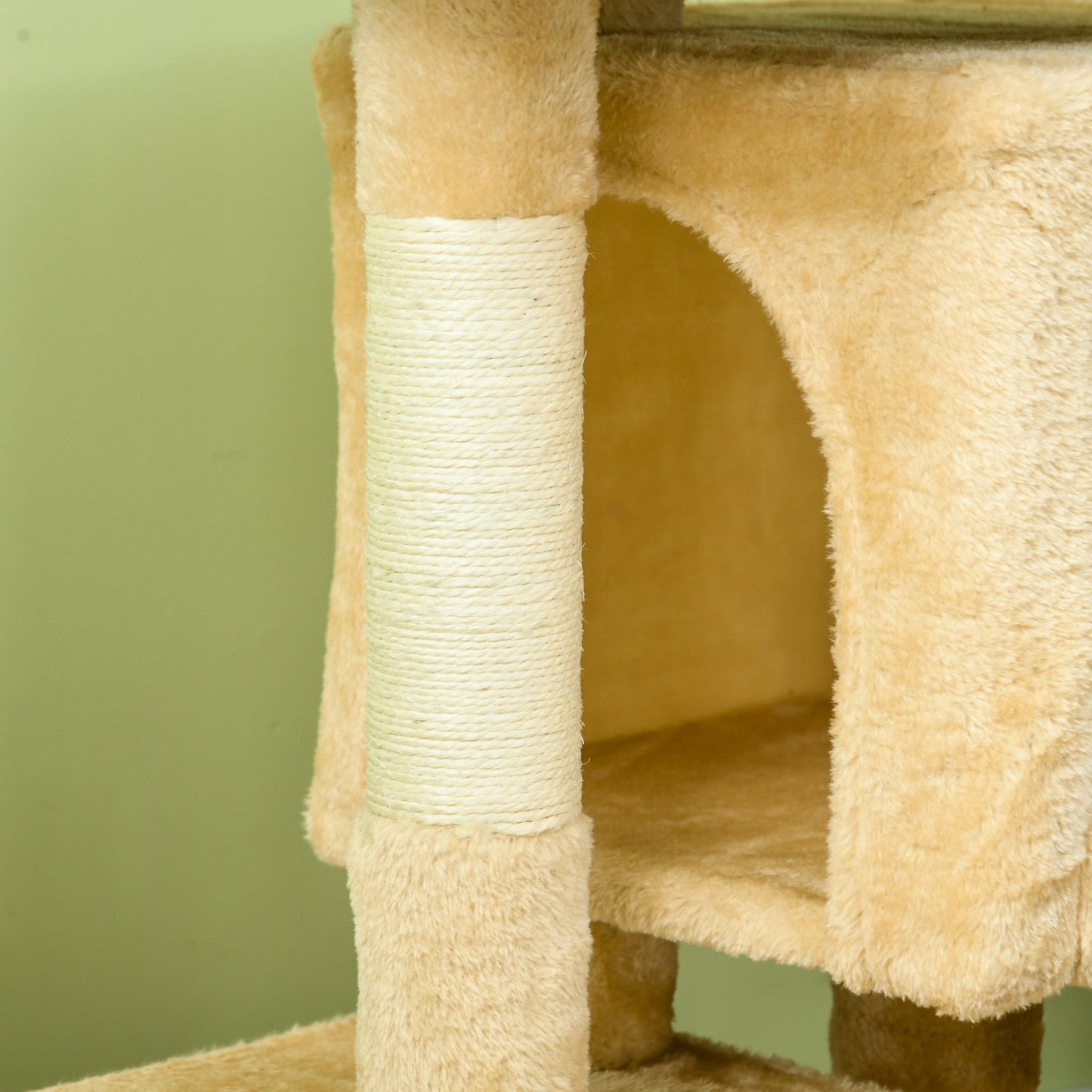 PawHut Sisal Cat Rest & Play Activity Tree w/ 2 House Cream White