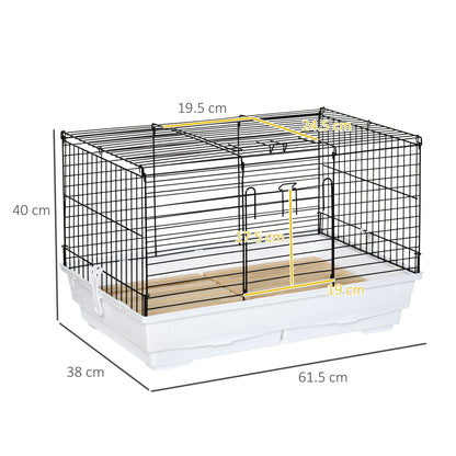 PawHut Indoor Small Animal Cage for Rabbits, Guinea Pigs w/ Wood Floor, Removable Trays