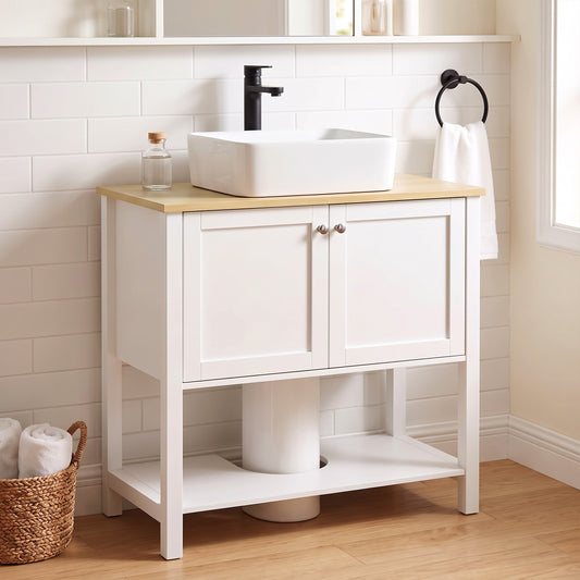 HOMCOM Under Sink Bathroom Cabinet with 2 Doors in White, image 2