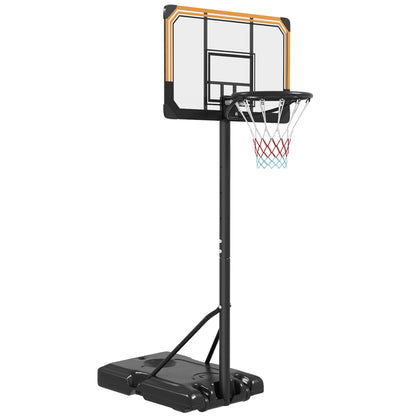 SPORTNOW Height Adjustable Basketball Stand Net Set System, Freestanding Basketball Hoop and Stand with Wheels, 182-213cm - Black