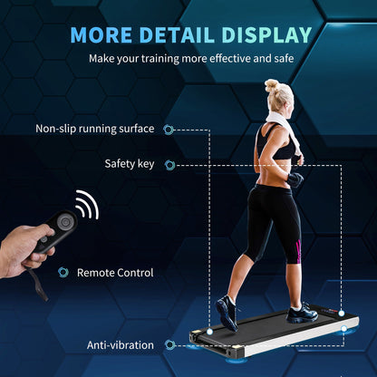 Electric Treadmill Walking Machine 735W Motorised Walking Treadmill 1-6km/h Aerobic Exercise Walking Pad w/ LED Display & Remote Control