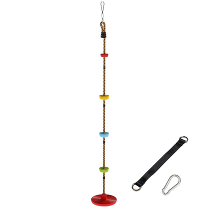 AIYAPLAY Climbing Rope, Kids Tree Swing Kit with Platforms and Disc Swings Seat, Obstacle Course Kids for Garden, Red