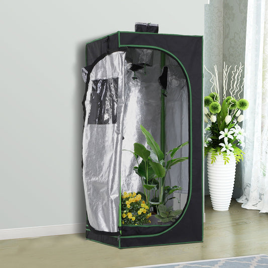 Outsunny Grow Tent odblaskowy Mylar Hydroponiczny z regulowanymi otworami wentylacyjnymi i tacką podłogową do uprawy roślin w pomieszczeniach, 60 x 60 x 140 cm (24,5" x 24,5" x 55")