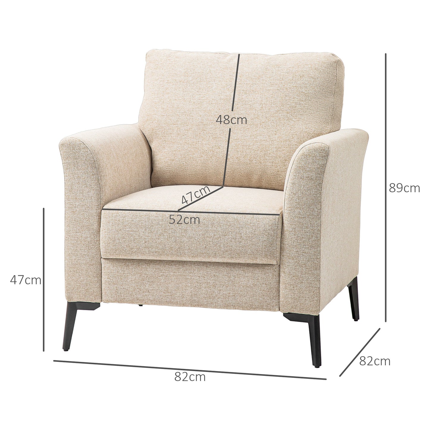 Fotel HOMCOM Linen-Look - Beżowy