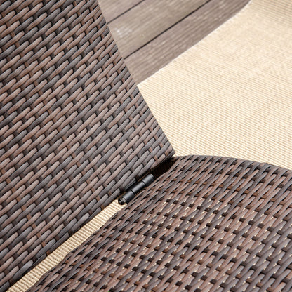 كرسي سرير قابل للطي من Outsunny Garden Patio Rattan Wicker مع وسادة للأماكن الخارجية، بني مختلط، أبيض