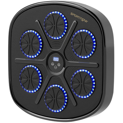 SPORTNOW Music Boxing Machine, Smart Bluetooth Boxing Machine Wall Mounted with 9 Speeds & Modes, LED Lights and Gloves, Punching Pad for Adults, Black