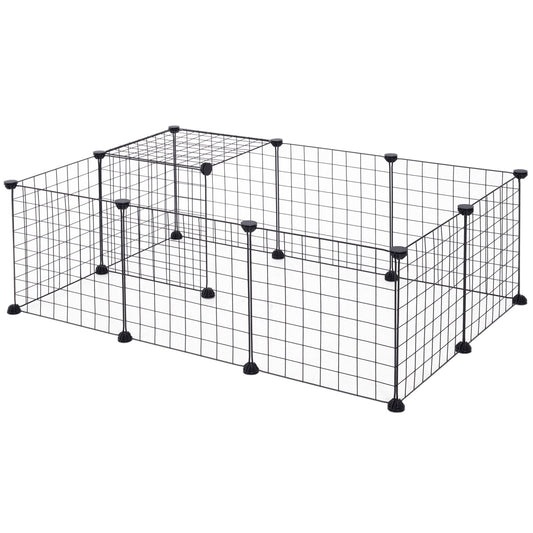 PawHut Modular Pet Playpen Metal Wire, 106Lx73Wx36Hcm-Black