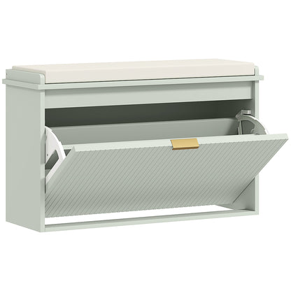 HOMCOM Elegant Eight Shoe Bench, with Top Seat - Green