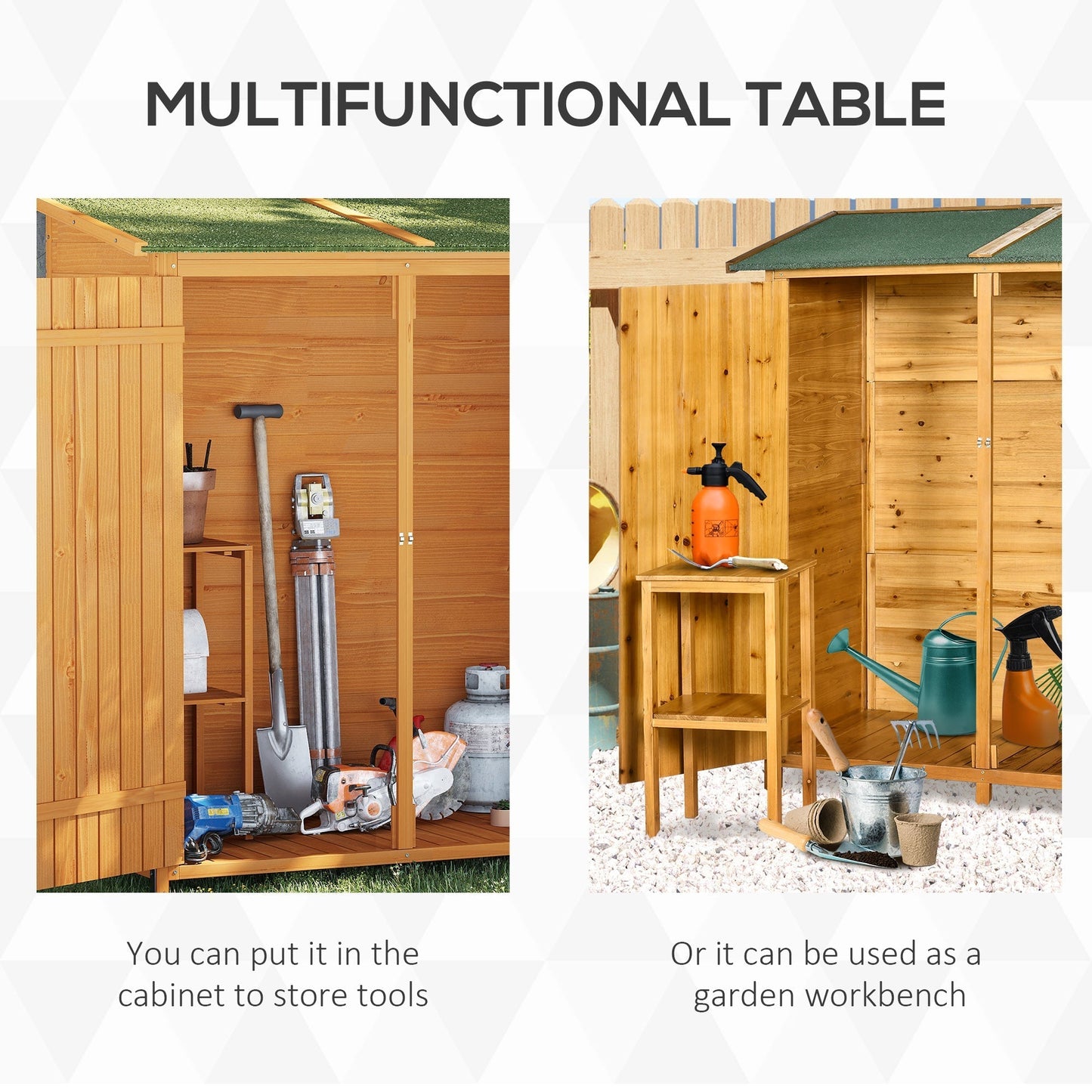 Outsunny Garden Shed Wooden Timber Garden Storage Shed - Double Door - 160cm x 139cm x 75cm