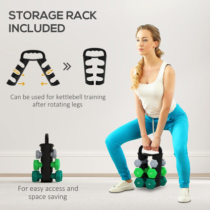 SPORTNOW Dumbbells Set with Storage Rack, 2 x 1kg, 2 x 2kg, 2 x 3kg, Grey