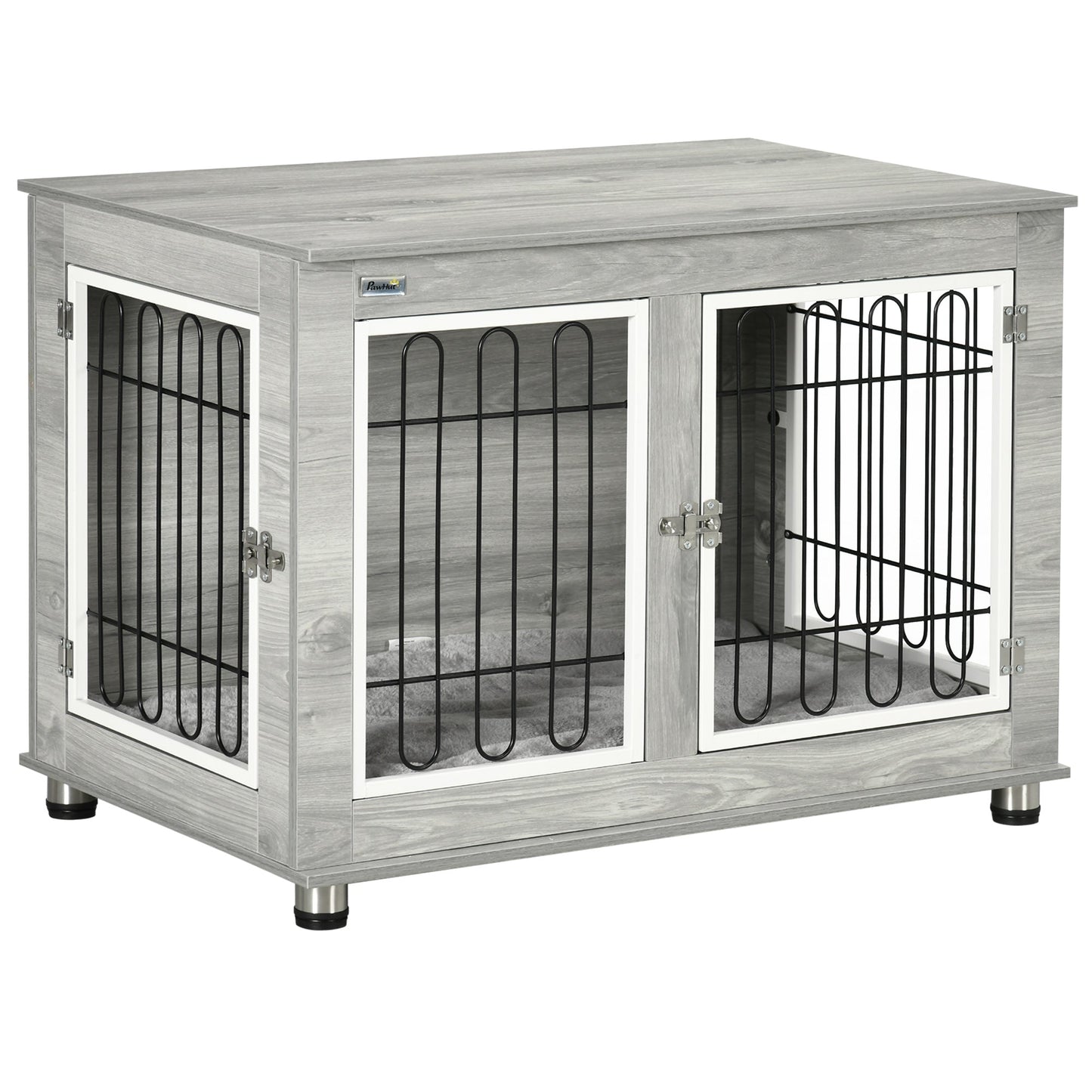 PawHut Dog Crate Furniture Side End Table with Soft Washable Cushion, Indoor Dog Kennel with Wire Mesh, Large Top, for Medium and Large Dogs