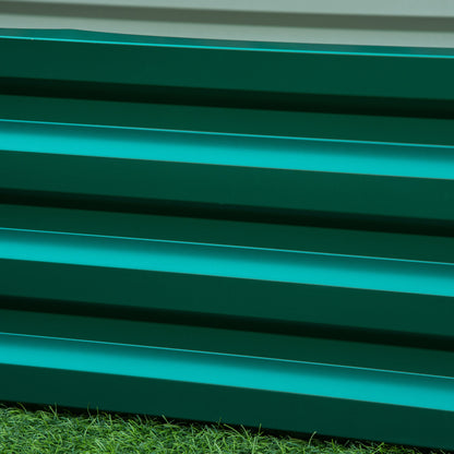 Outsunny Raised Beds for Garden, Galvanized Outdoor Planters, for Herbs and Vegetables, Use for Patio, Backyard, Balcony, Green