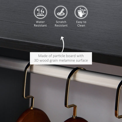 HOMCOM Open Wardrobe on Wheels, Bedroom Wardrobe with Clothes Hanging Rail, 2 Storage Shelves, Mobile Garment Rack for Cloakroom, Hallway, Black