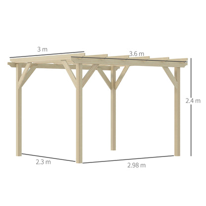 Outsunny 3.6 x 3(m) Wooden Garden Pergola Kit Decorative Outdoor Gazebo Shelter for Climbing Vines, Flowers, Natural