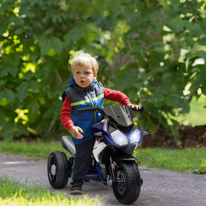 HOMCOM Kids Electric Motorcycle, 6V Ride on Motorcycle with 3 Wheels, LED Headlight, Music, Horn for Boys Girls 3-5 Years, Blue