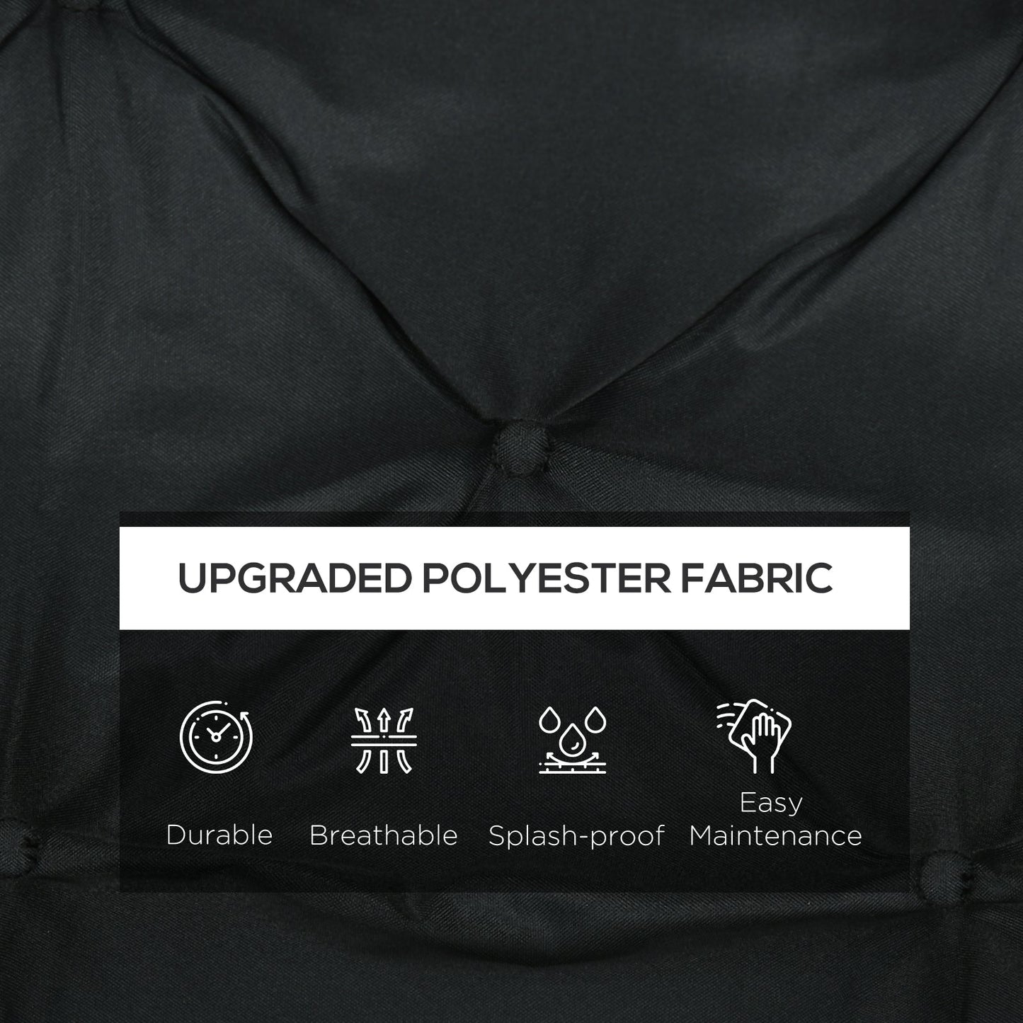 Outsunny 2 Seater Bench Pad, Garden Chair Cushion with Back and Ties for Indoor and Outdoor Use, 98 x 100 cm, Black