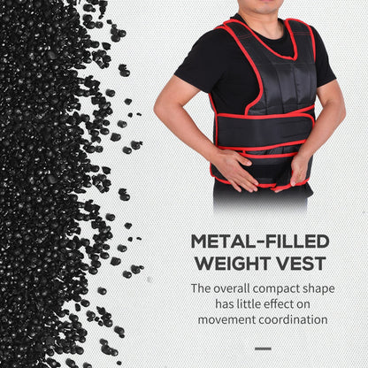 HOMCOM Outsunny 15kg Weight Vest Adjustable Exercise Workout w/ 36 Weights Padding Easy Use Cardio Running Fitness Black Red