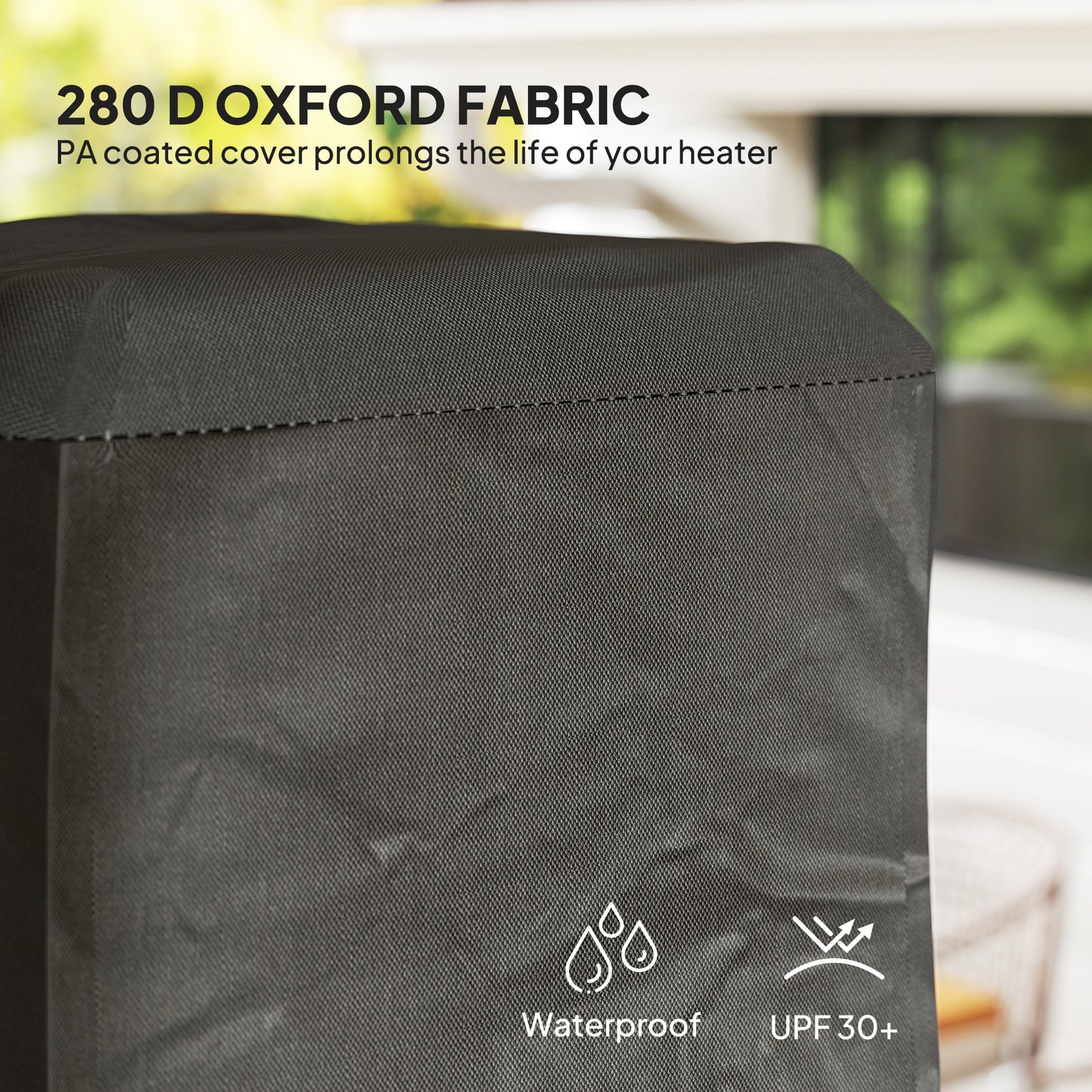 Outsunny Heavy Duty Gas Pyramid Patio Heater Cover, Full Length Outdoor Heater Cover Protector, UPF 30+ Oxford Fabric with Zipper, Black