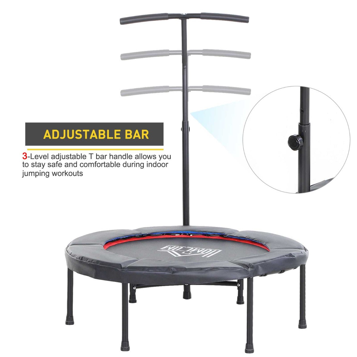 Trampoline Rebounder Adjustable Jumper, 40" - Black