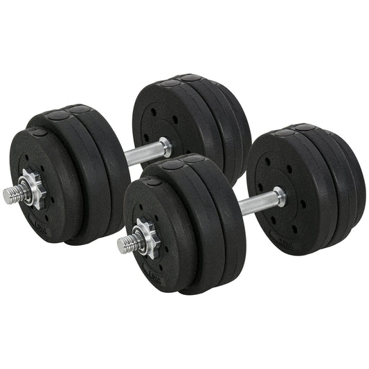 HOMCOM 30KG Adjustable Weights Dumbbells Set, Dumbbell Hand Weights for Home Office Gym Body Fitness Lifting Training, Black