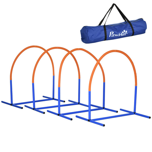 PawHut Czteroczęściowy przenośny sprzęt do agility dla psów – niebieski