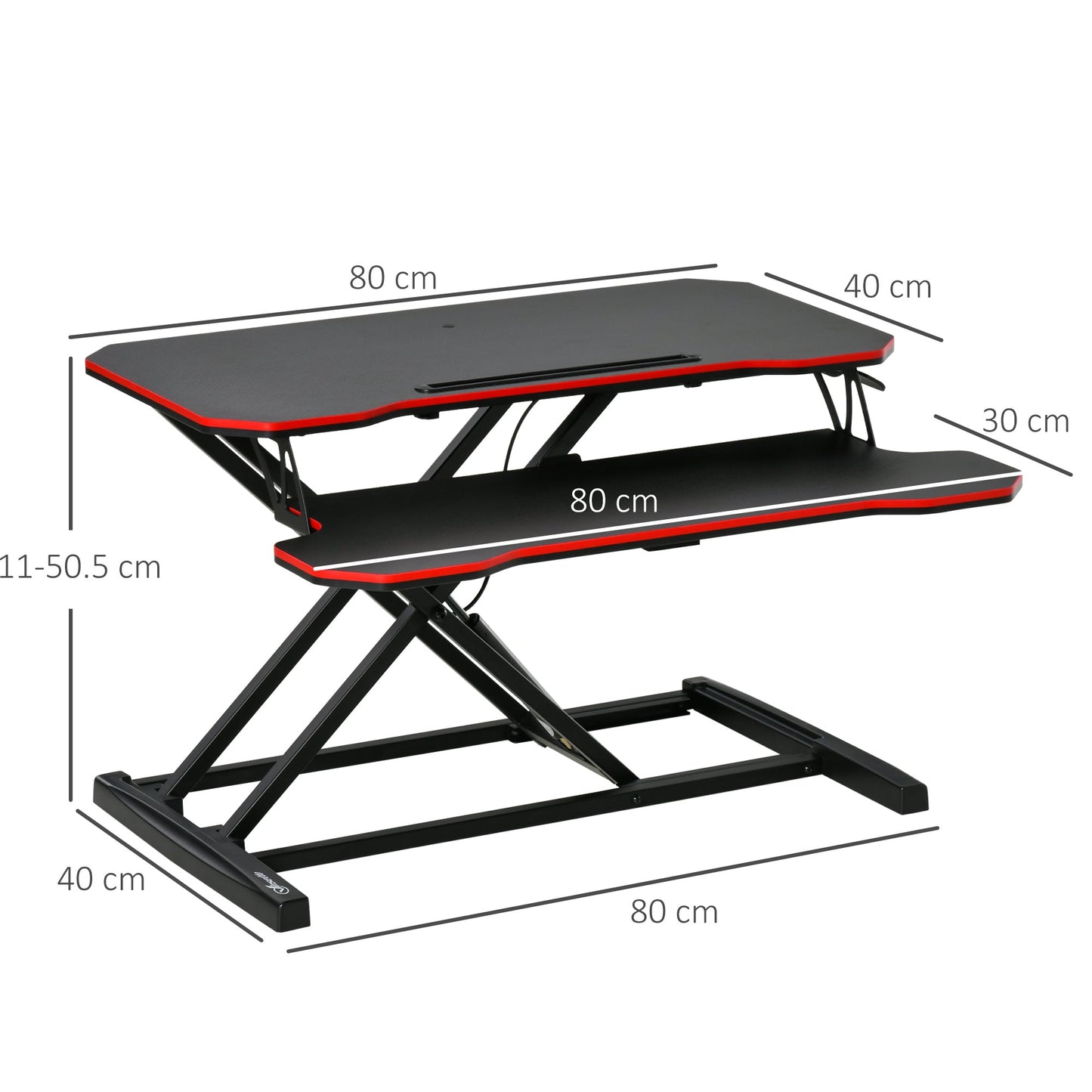 Vinsetto Standing Desk Liftable Computer Stand Height Adjustable Desktop with Keyboard Tray, Workstation Riser for Home Office