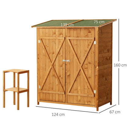 Outsunny Garden Shed Wooden Timber Garden Storage Shed - Double Door - 160cm x 139cm x 75cm