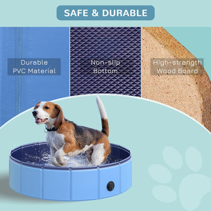 PawHut Pet Swimming Pool, Foldable, 80 cm Diameter-Blue