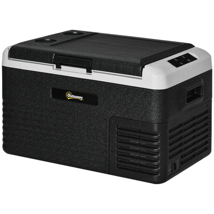 Outsunny 30L Car Refrigerator, Portable Compressor Car Fridge Freezer, Electric Cooler Box with 12/24V DC and 110-240V AC for Camping, Driving, Picnic, Down to -20_