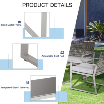 Zestaw mebli ogrodowych Outsunny 4PC z rattanu 2 pojedyncze sofy, fotele, 1 ławka z poduszkami i stolik kawowy Patio Backyard Wicker Weave