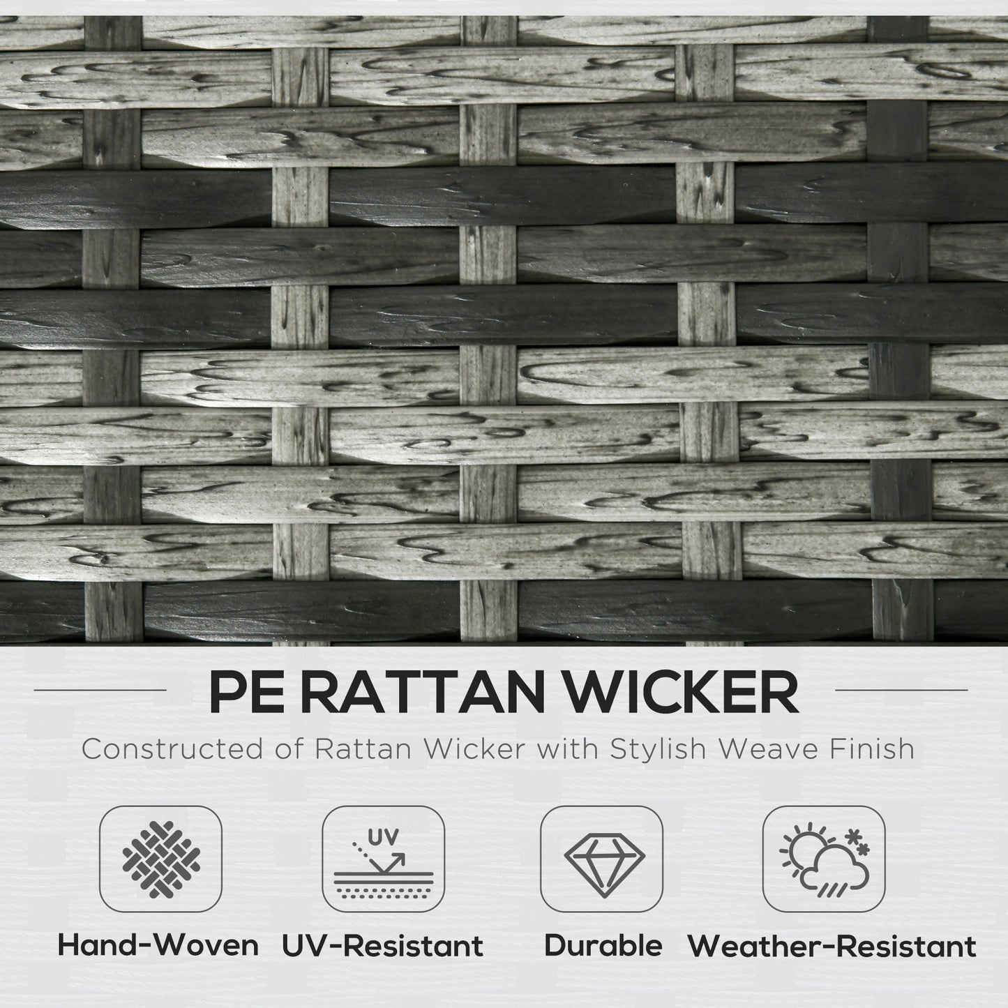 Outsunny 6 Pieces Rattan Garden Furniture Set, 7 Seater Wicker Outdoor Furniture Set with Storage Tea Table & Side Table, Sectional Garden Sofa Set with Cushions, Grey