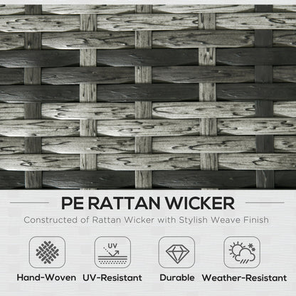 Outsunny 6 Pieces Rattan Garden Furniture Set, 7 Seater Wicker Outdoor Furniture Set with Storage Tea Table & Side Table, Sectional Garden Sofa Set with Cushions, Grey