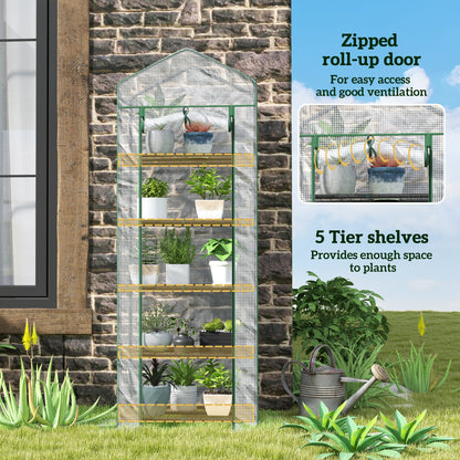 Mini szklarnia Outsunny 193 cm z pięcioma półkami – biała