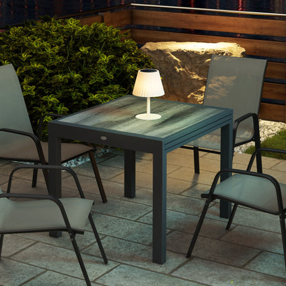 Outsunny Rozkładany Stół Ogrodowy, Stół Jadalny Na Zewnątrz Dla 6 Osób, Aluminiowa Rama Prostokątny Stół Patio Z Plastikowym Blatem, 80/160L x 80W x 75H cm, Szary