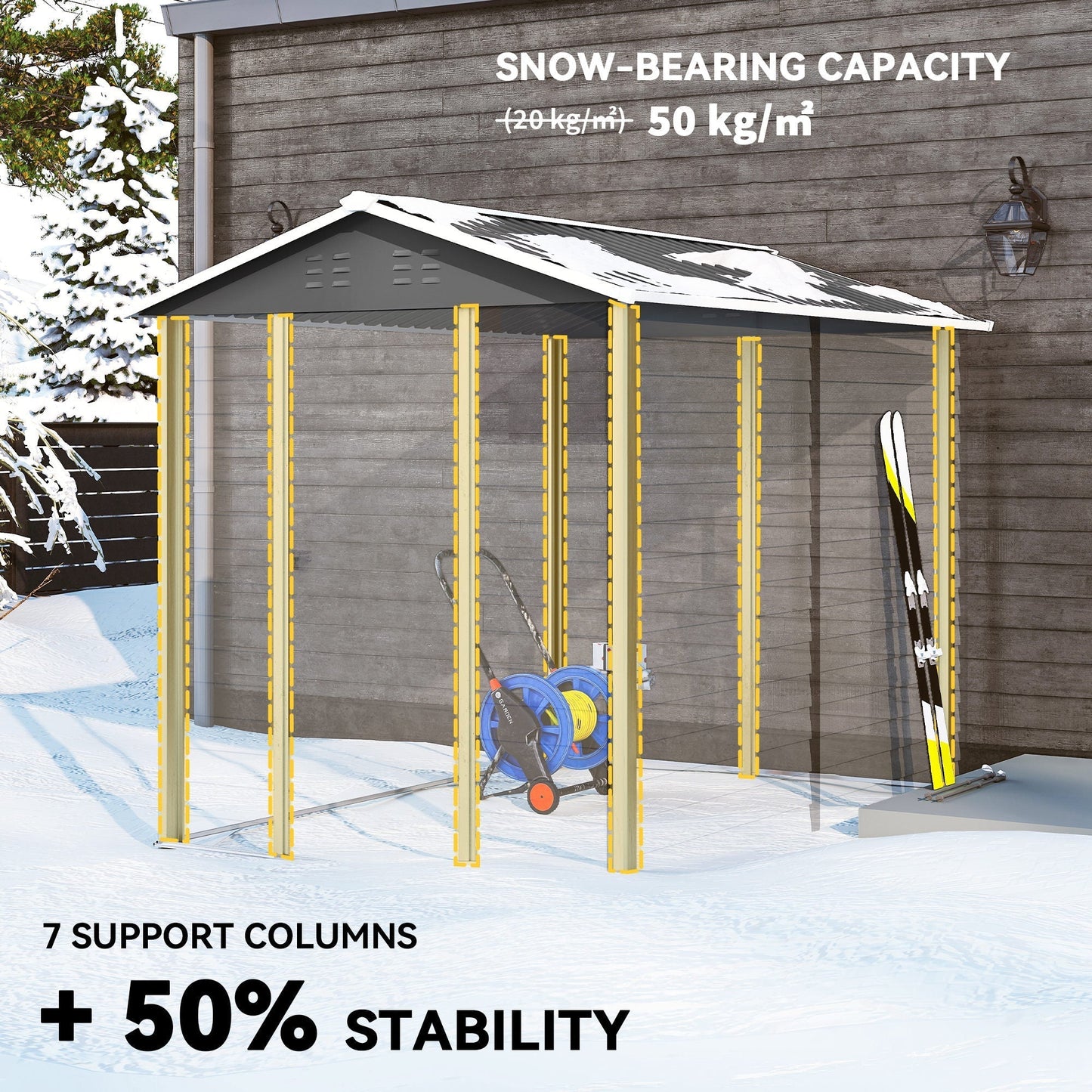 Outsunny 9x 6FT Metal Outdoor Garden Shed, Galvanised Tool Storage Shed w/ Sloped Roof, Lockable Door for Patio Lawn, Dark Grey