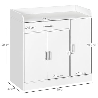 HOMCOM Modern Sideboard with Storage Cabinet, Floor Cupboard with Drawer for Living Room, Bedroom, Hallway, White