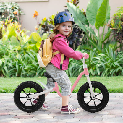12 Inch Balance Bike No Pedal Training Bicycle with Adjustable Handle and Seat-Pink