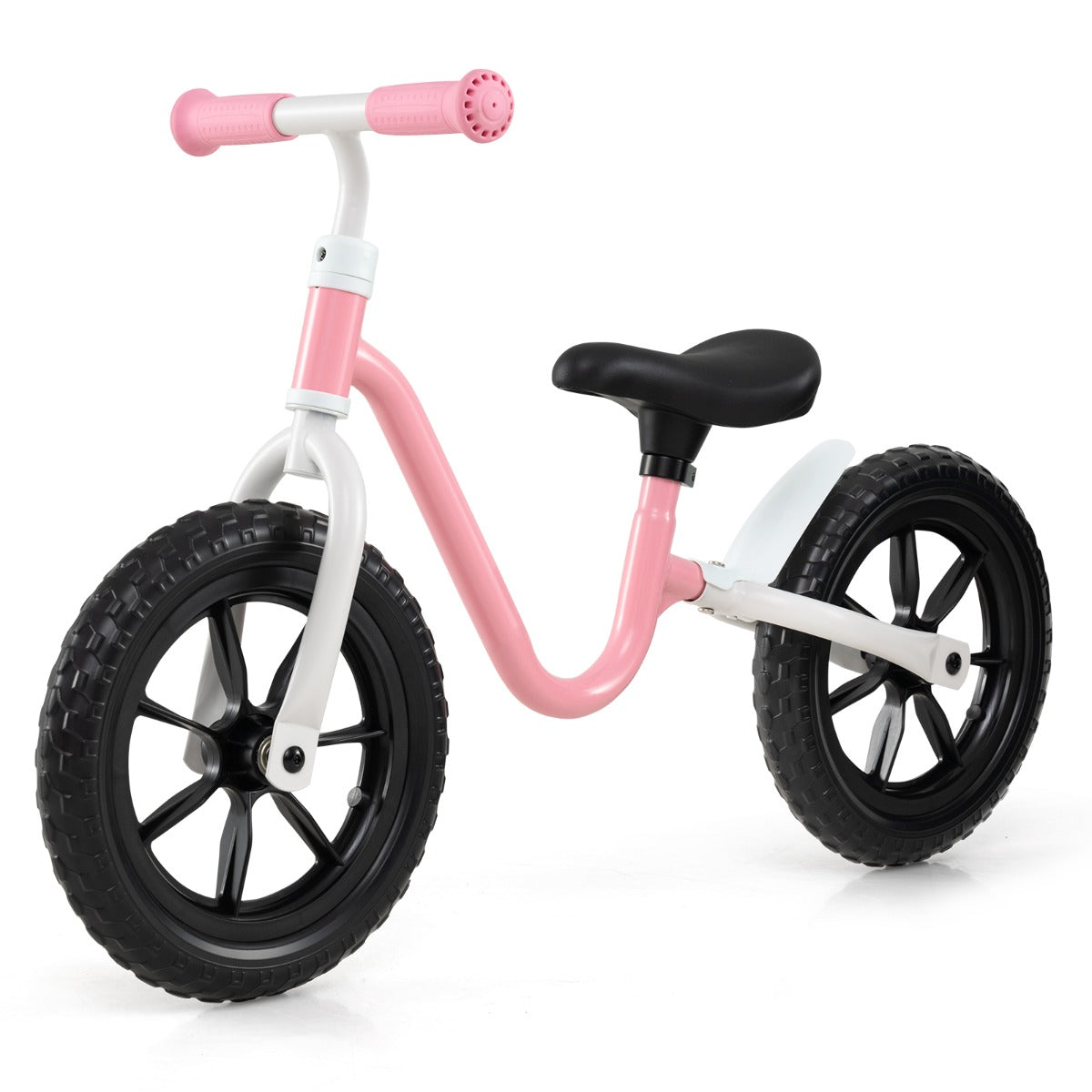 12 Inch Balance Bike No Pedal Training Bicycle with Adjustable Handle and Seat-Pink