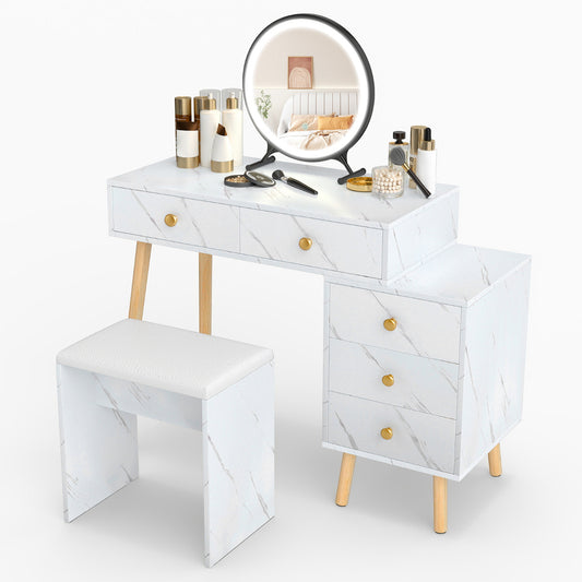 Vanity Desk Makeup Vanity Set with Removable Mirror-White